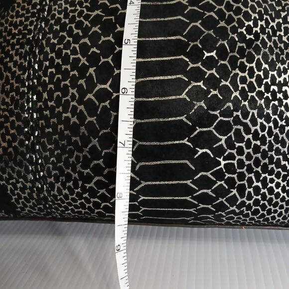 Aimee Kestenberg Leather Handbag  Black Purse Snake Print Metallic Satchel - Picture 8 of 16